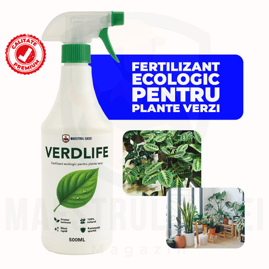 VerdLife – Îngrășământ Bio pentru Plante Verzi de Interior, Rădăcini & Frunze | 500 ml