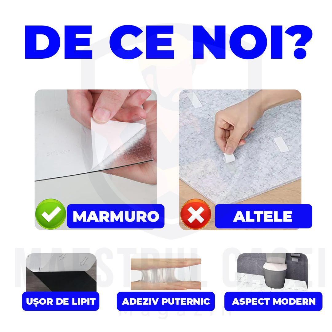 Set Plăci Auto-adezive Marmură Albă