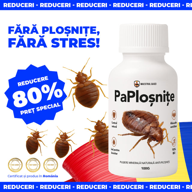 PaPloșnițe - Pulbere Minerală Naturală Anti-Ploșnițe | 100g