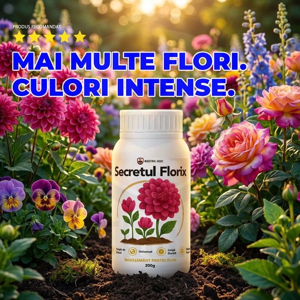 Secretul Florix – Îngrășământ pentru Plante cu Flori (Interior & Exterior), Înflorire Intensă | 200gr
